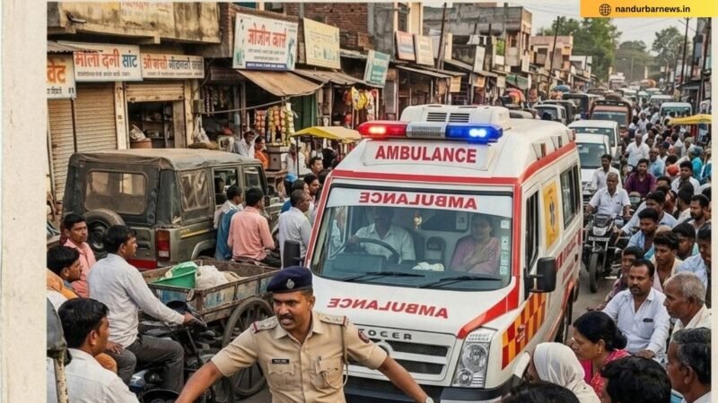 traffic-jam-police-officer-clears-way-for-stuck-ambulance-in-nandurbar